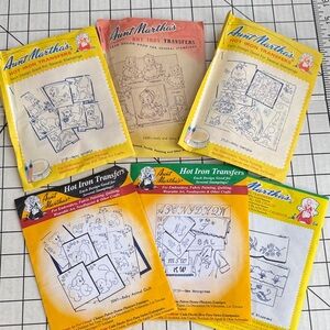 Vintage Aunt Martha’s Hot Iron Transfer Lot Baby Animals Monograms Tea Towels